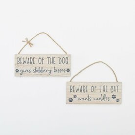 BEWARE OF THE DOG - HOUTEN WAARSCHUWINGSBORD