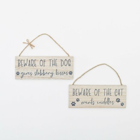 BEWARE OF THE DOG - HOUTEN WAARSCHUWINGSBORD