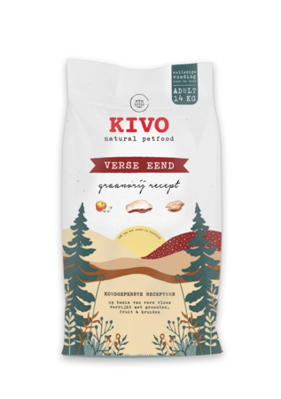 KIVO Verse Eend - Graanvrij, koudgeperst | 14 KG